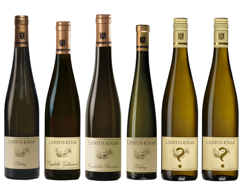 6 Weinflschen - 4 gereifte Weine und 2 Überraschungsweine