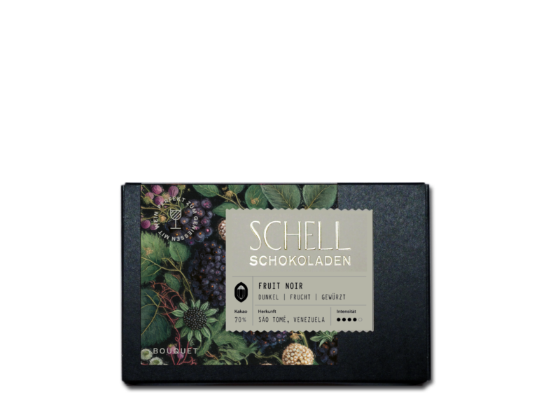 dunkle Schokolade in edler Verpackung